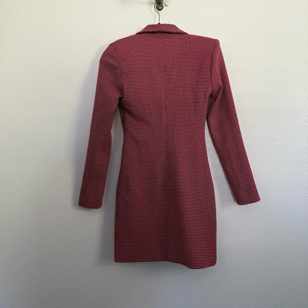 NWT Zara Pink Houndstooth Print Blazer Mini Dress Small - Image 6
