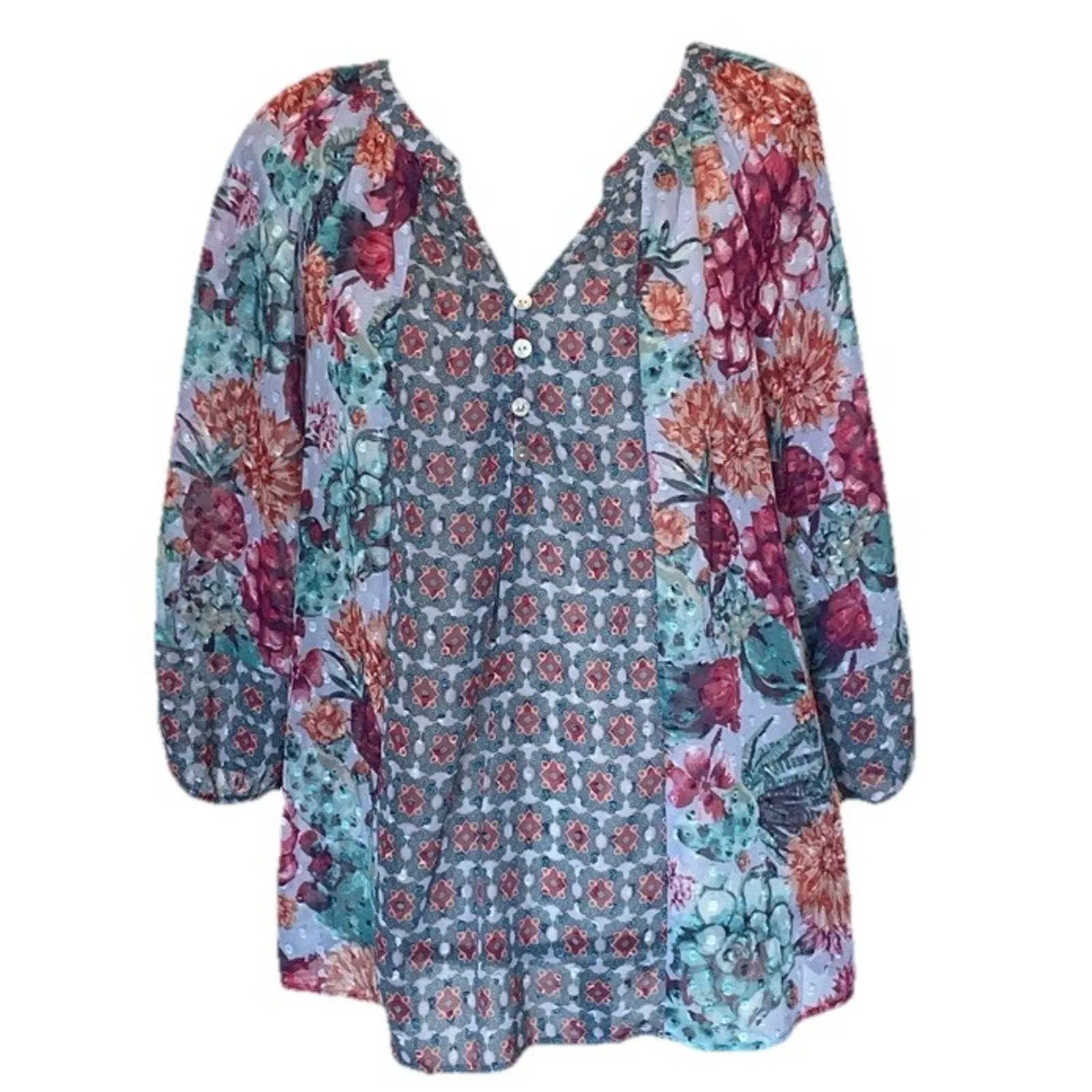 ANTHROPOLOGIE FIG AND FLOWER BOHO FLORAL BLOUSE WOMENS Sz S - Image 3