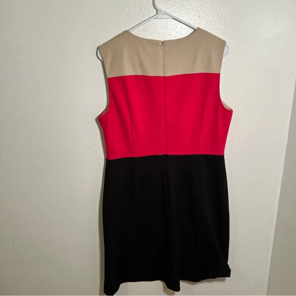 Calvin Klein Sleeveless Dress Tan Pink Black Colorblock 14 - Image 6
