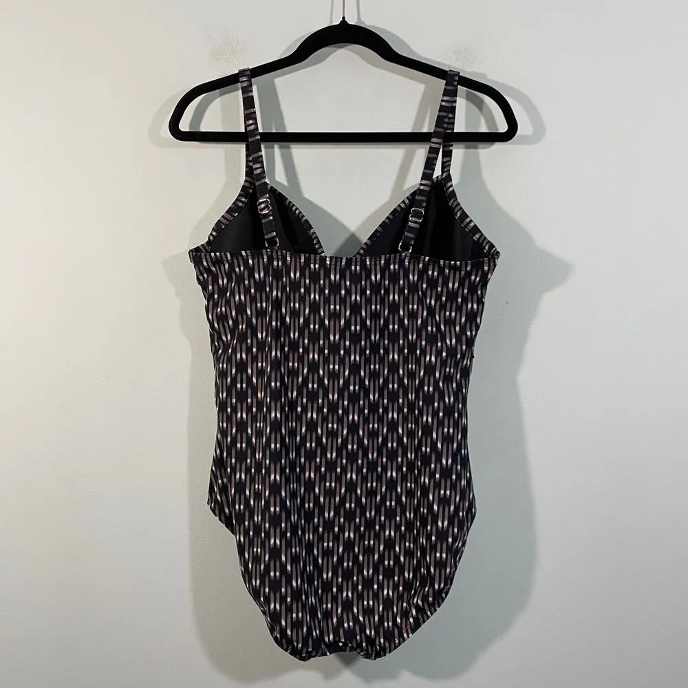 Miraclesuit Women's Black & Brown Graphics One Piece Bathing Suit Size 14 - Image 7