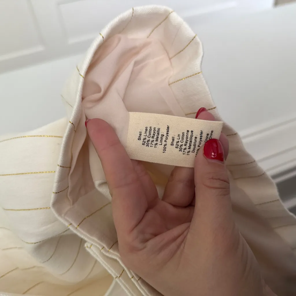 L'AGENCE Fable Double-Breasted Ivory Striped Gold Buttons - Image 6