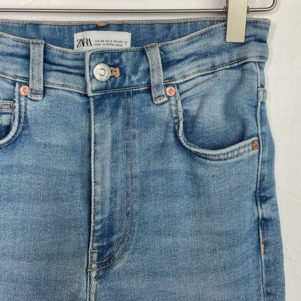 ZARA  Blue Light Wash Distressed Skinny Jeans 2 - Image 2