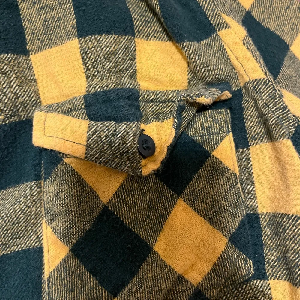 Yellow and Green Passport Hooded Flannel Long Sleeve Shirt - Image 5