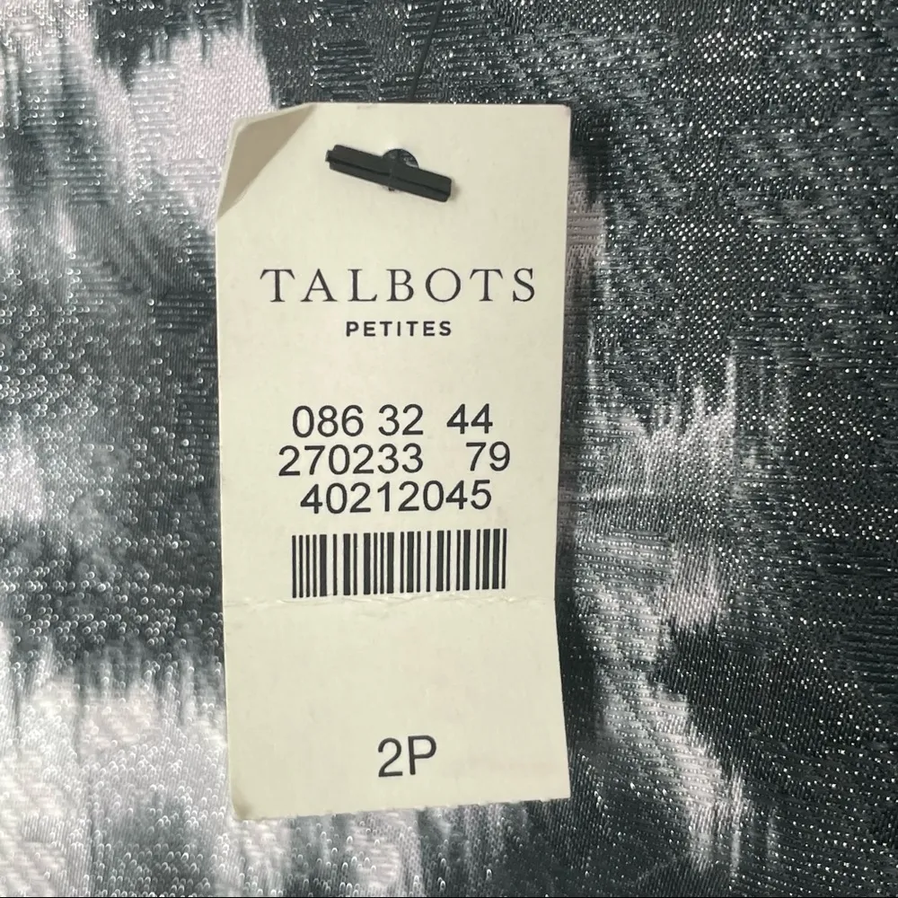 NWT Talbots Petites Metallic Floral Black/White Cocktail Fit & Flare Dress Sz 2P - Image 15