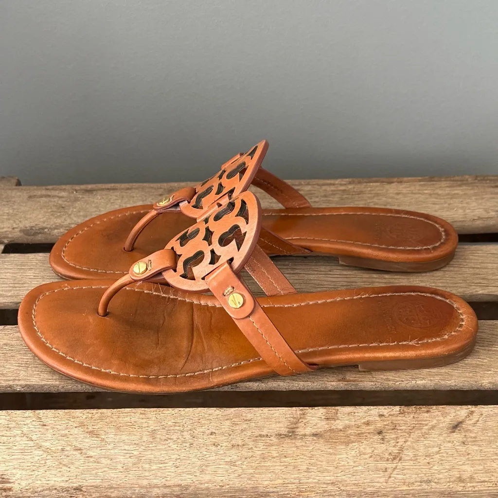 Tory Burch Miller Sandals Camel Size 8 A30 - Image 3