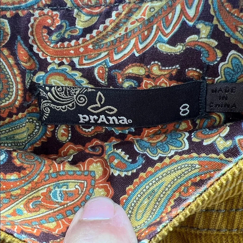 Prana Canyon Corduroy Mustard Mini Skirt size 8 - Image 3