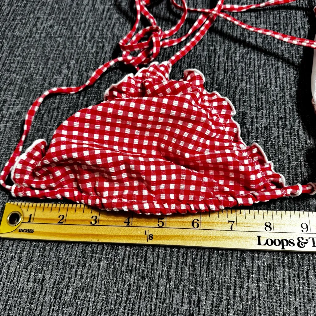 Good American Gingham Lattice Edge Bikini Top - Image 11