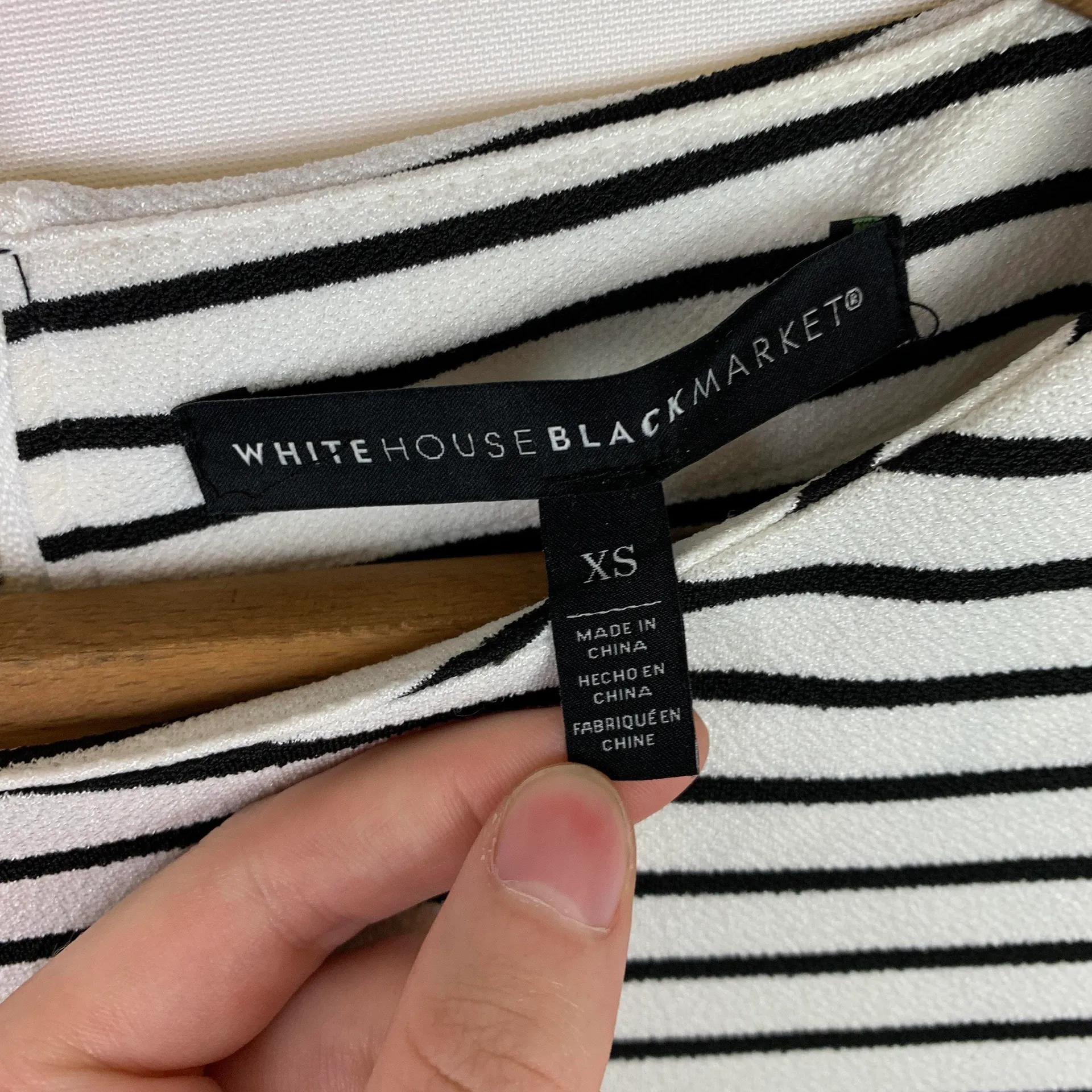 White House Black Market Striped Asymmetrical Peplum Top - Image 5