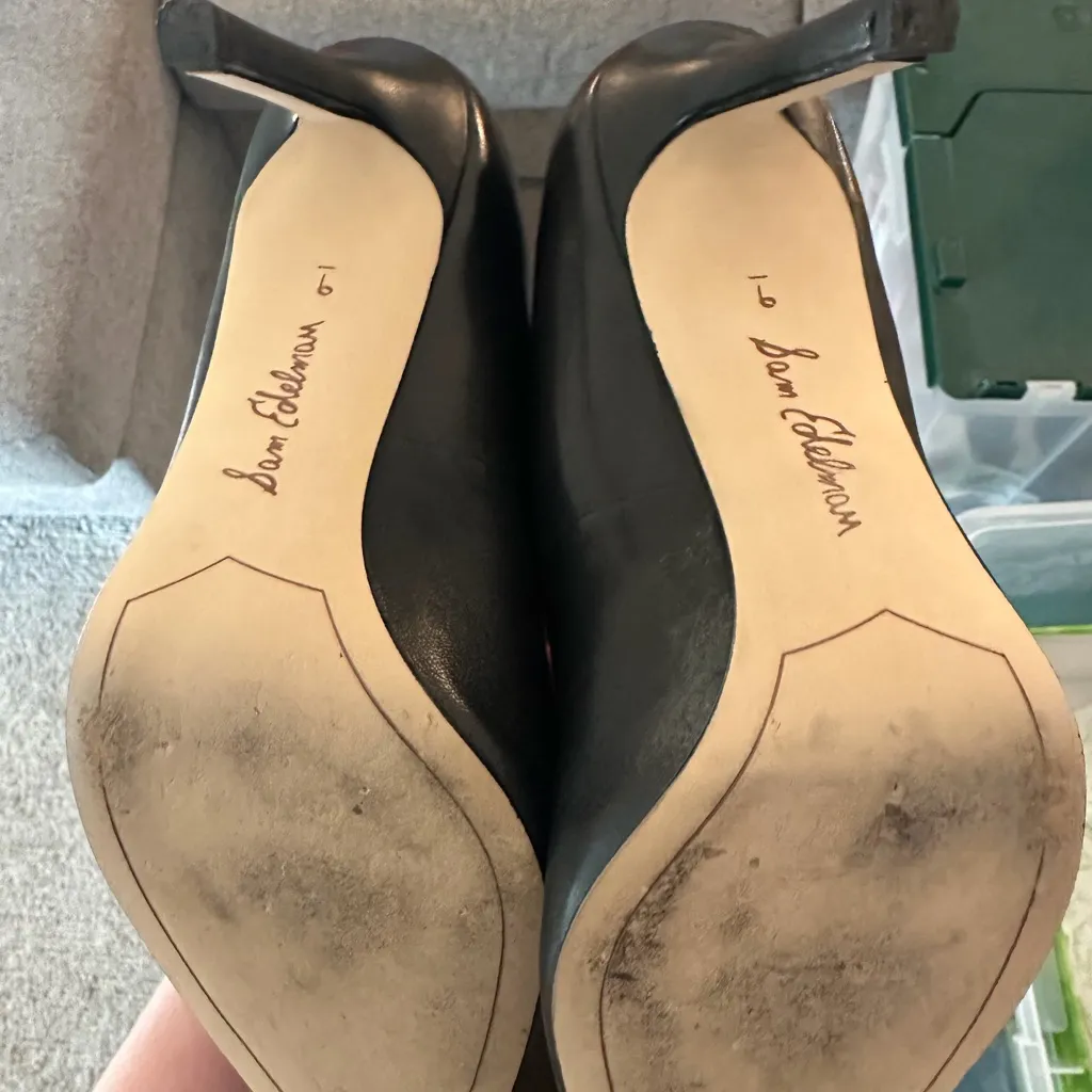 Sam Edelman Black Pointed Hazel Leather Heels - Image 6