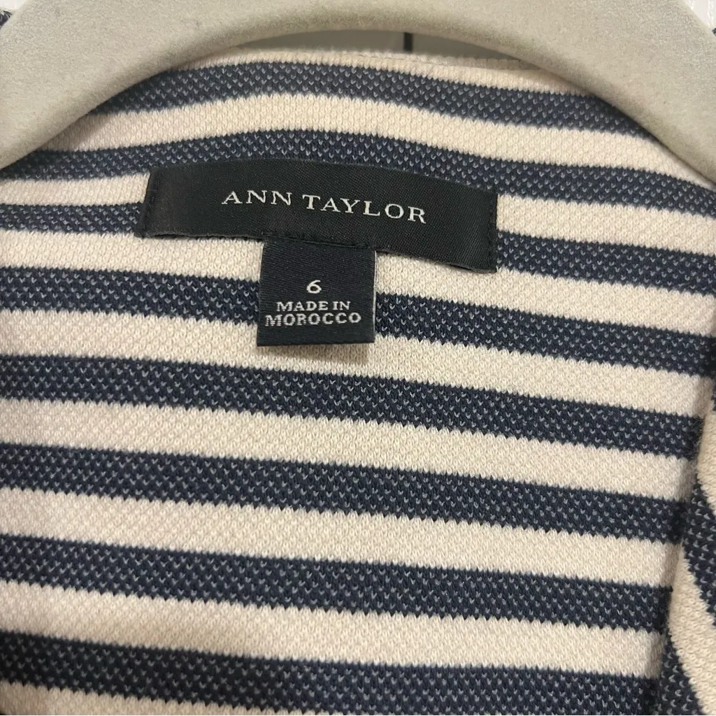 Ann Taylor Navy Stripe Cotton Blend Lined Blazer Jacket Womens Size 6 - Image 5