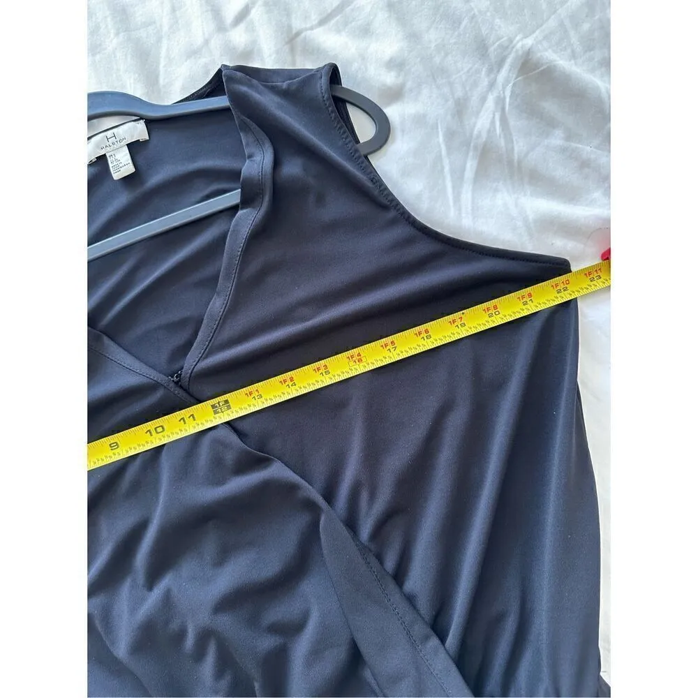 H by HALSTON BLACK V-NECK JUMPSUIT SIZE LARGE Black - Image 5