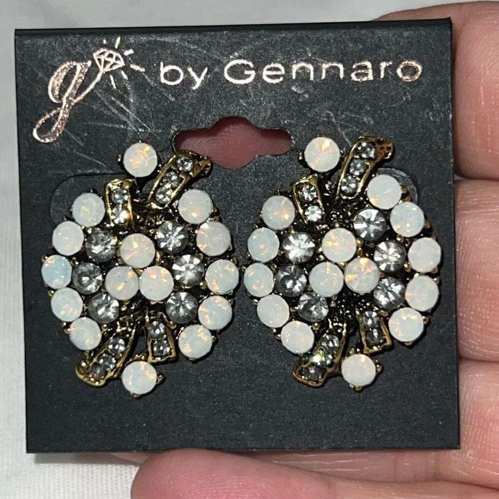 G by Gennaro Gray and Opal CZ Button Earrings - Image 3