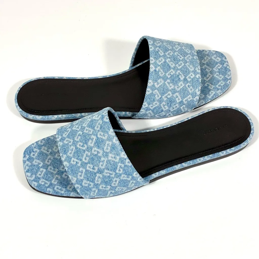 Givenchy 4G Flat Slide Sandals Denim Square Medium Blue Size 39 NEW BE306FE2BN - Image 14