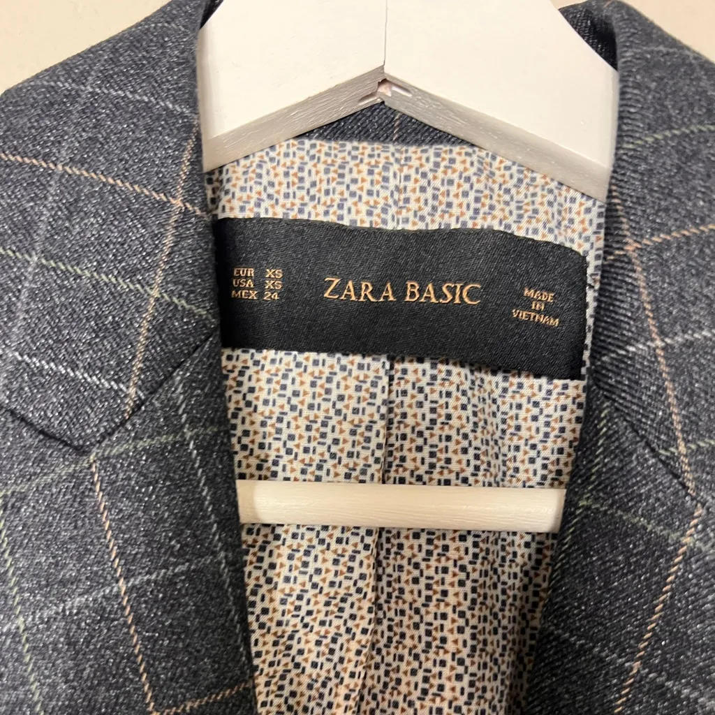 Zara Patch Elbow Checkered Blazer - Image 3