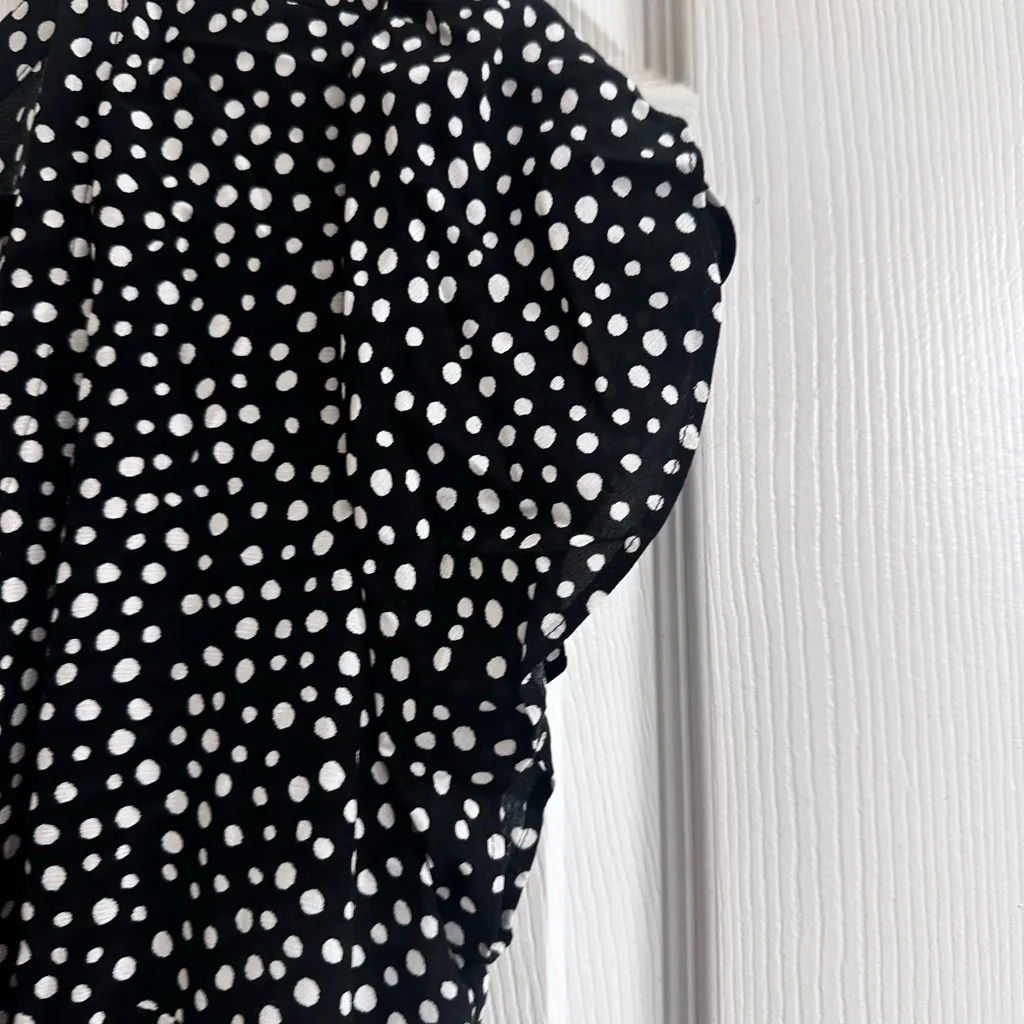 LOFT Black and White Sheath romper with Flutter Cap Sleeves - Image 4