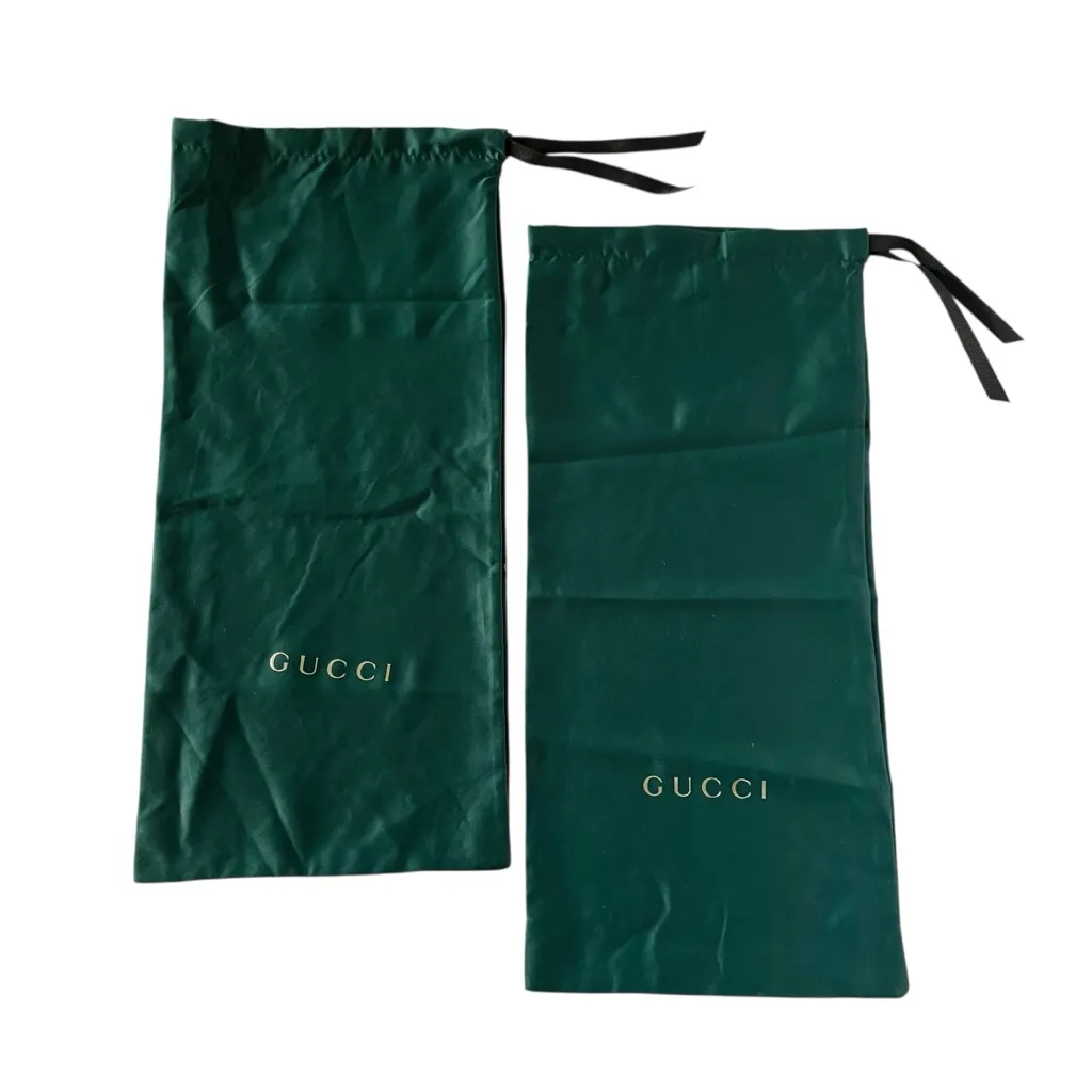 Gucci set of dark green silky polyester rectangular shoe storage drawstring bags - Image 8