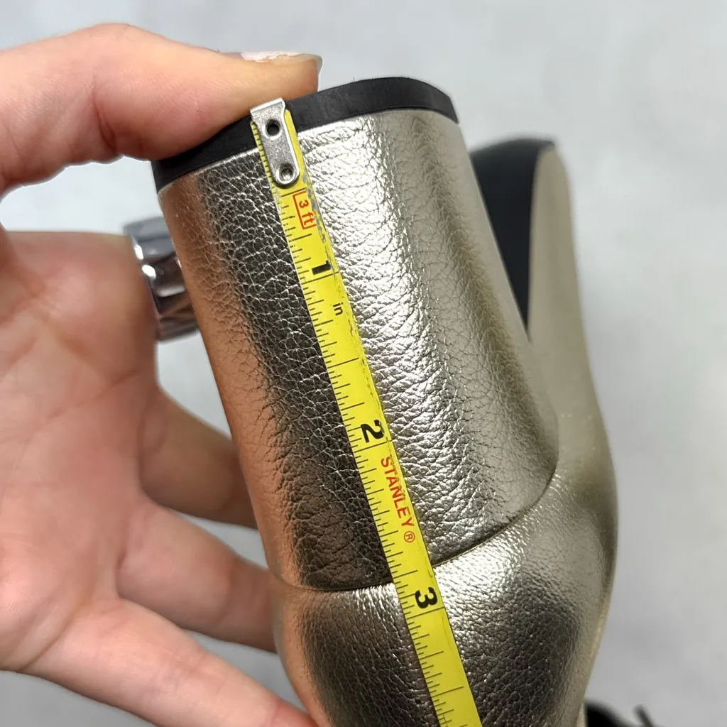 NEW Saint Laurent Babies Edgy Mary Jane Ankle Strap Pumps Mid Heels Gold 38.5 - Image 14