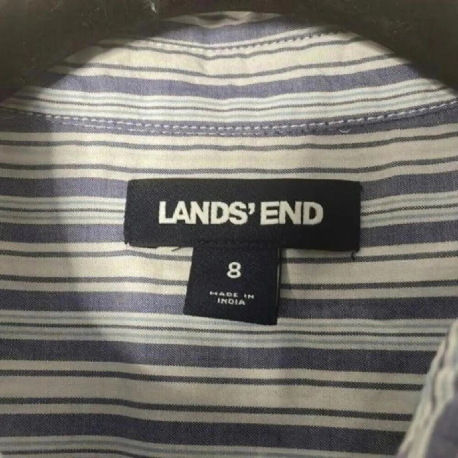 ✅Lands End Blue and White Striped Shirt Dress Classic Business Office - Image 7