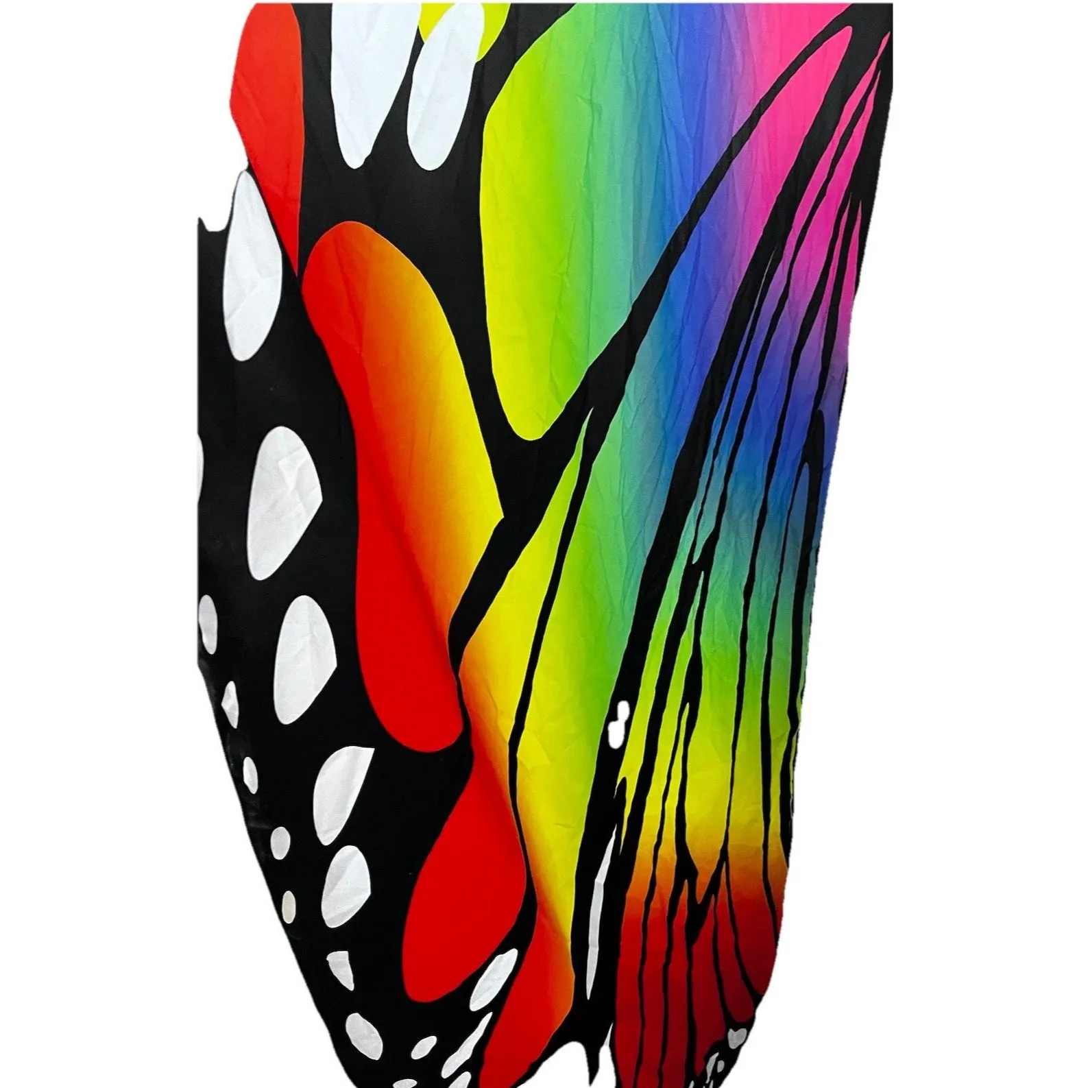 Rainbow Butterfly Wings Costume Halloween Accessory Adult Elastic Strap EUC Black - Image 3