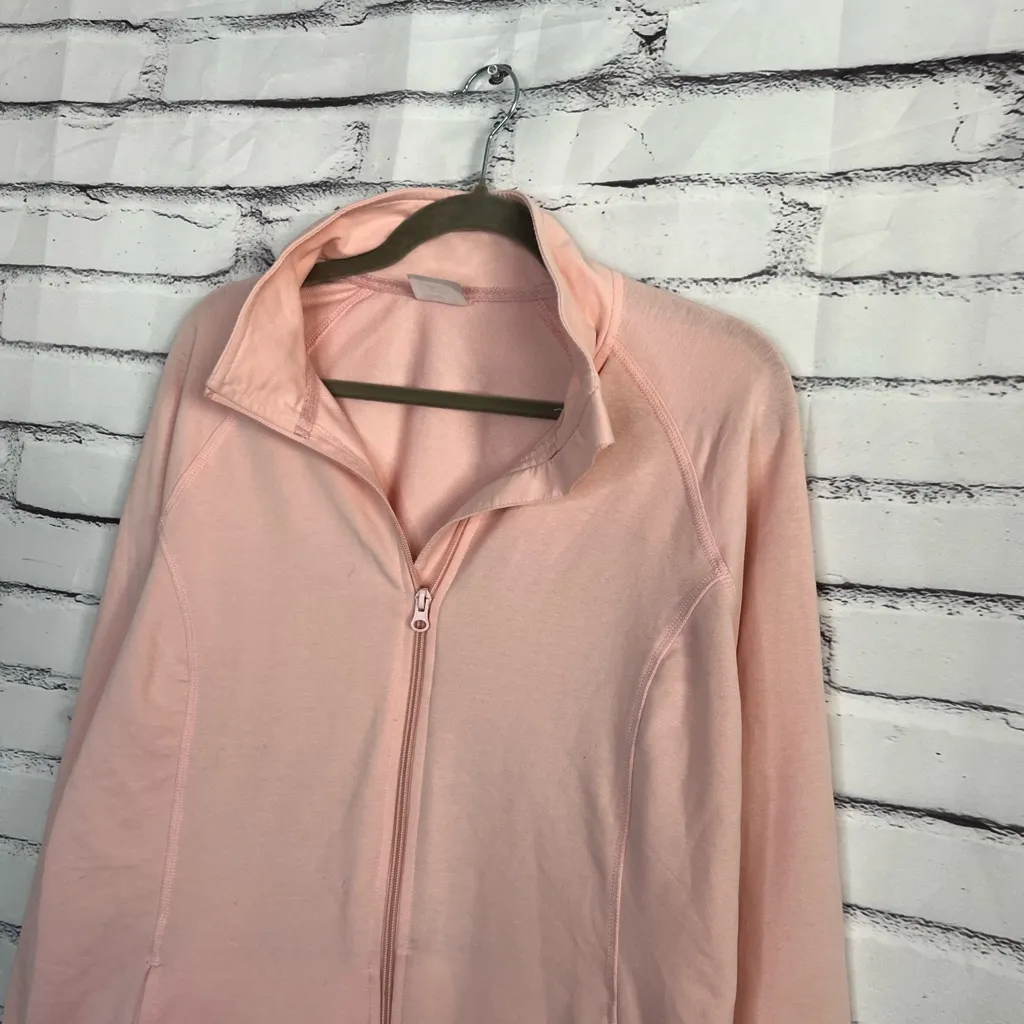 Emily B Light Blush Pink Full Zip Cotton Track Jacket Women’s XL Stand Collar - Image 7