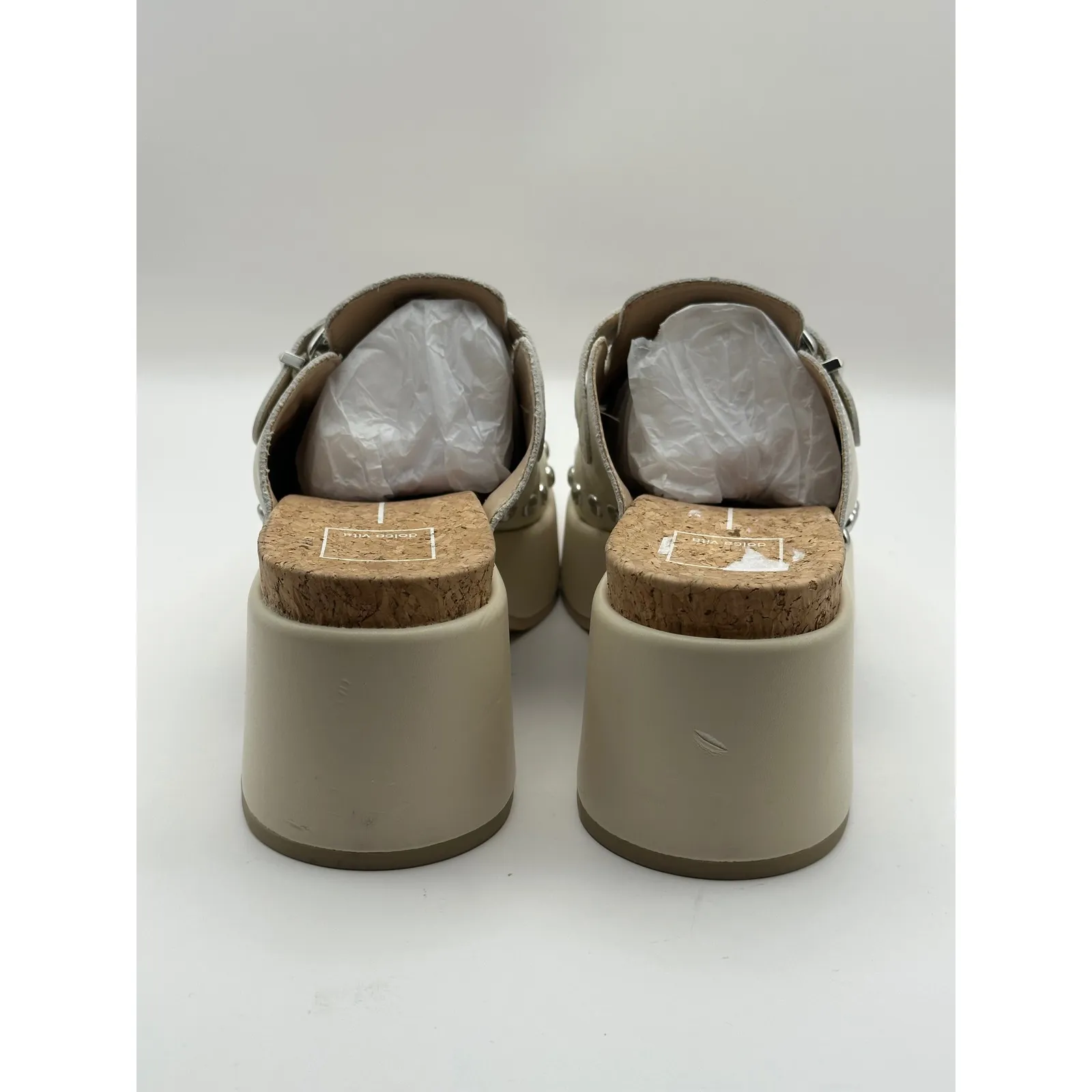 Dolce Vita Yevan Platform Studded Leather Clogs Mule Ivory Size 9.5 Tan - Image 9