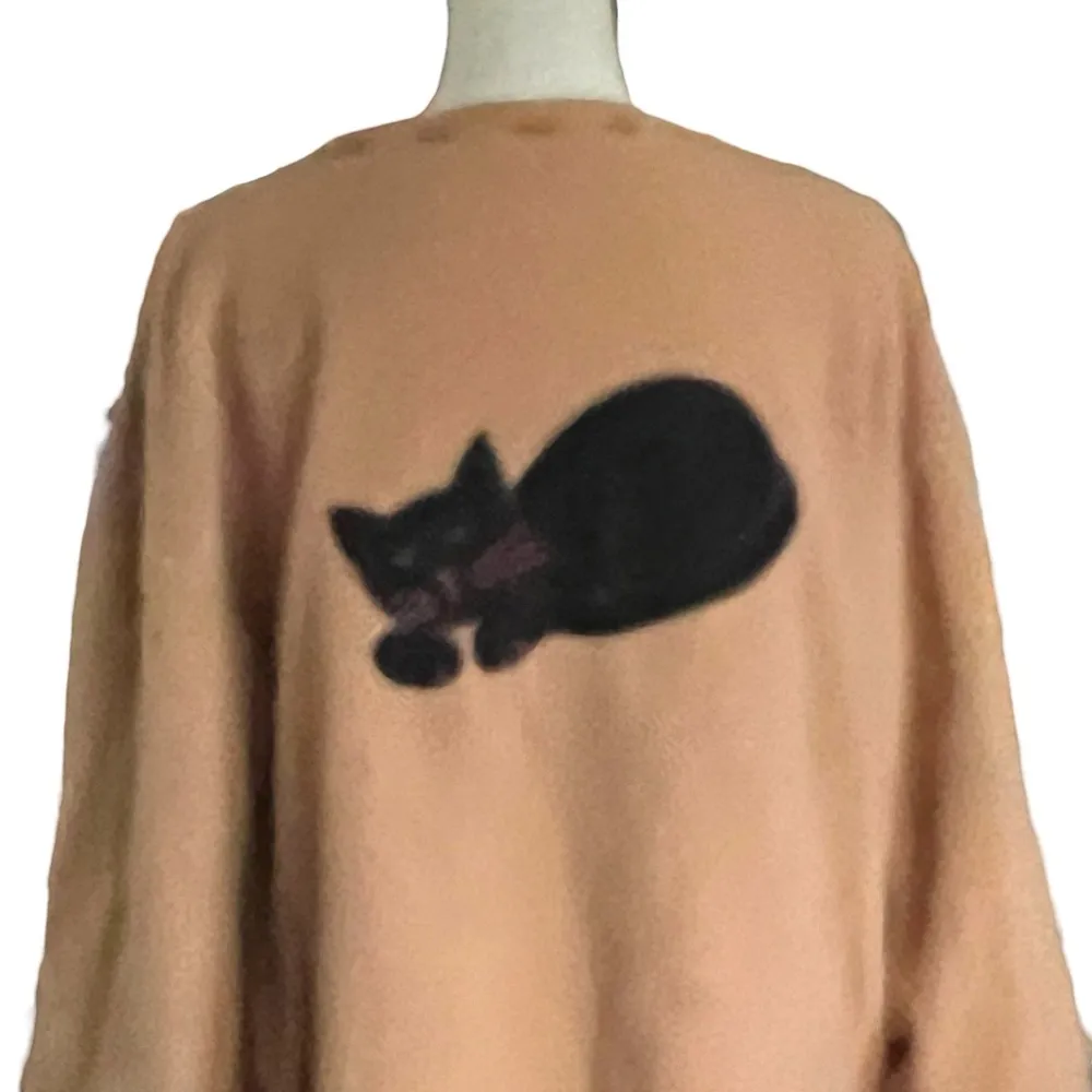 Vtg. Scarecrow, Black Cat, pumpkin one button front Jacket. Sz.L Tan Size L - Image 4