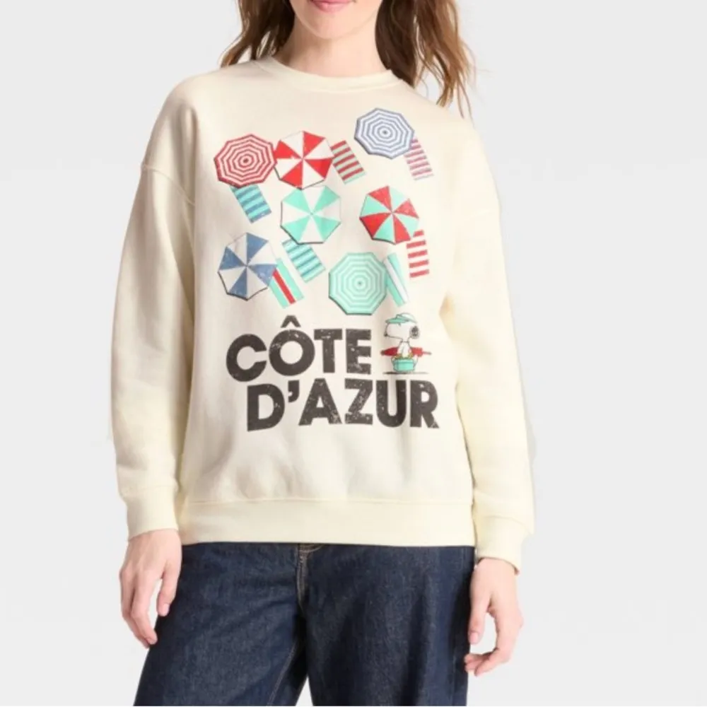 Peanuts Snoopy‎ Cote d'Azur Sweatshirt Off White NWT Size M - Image 5