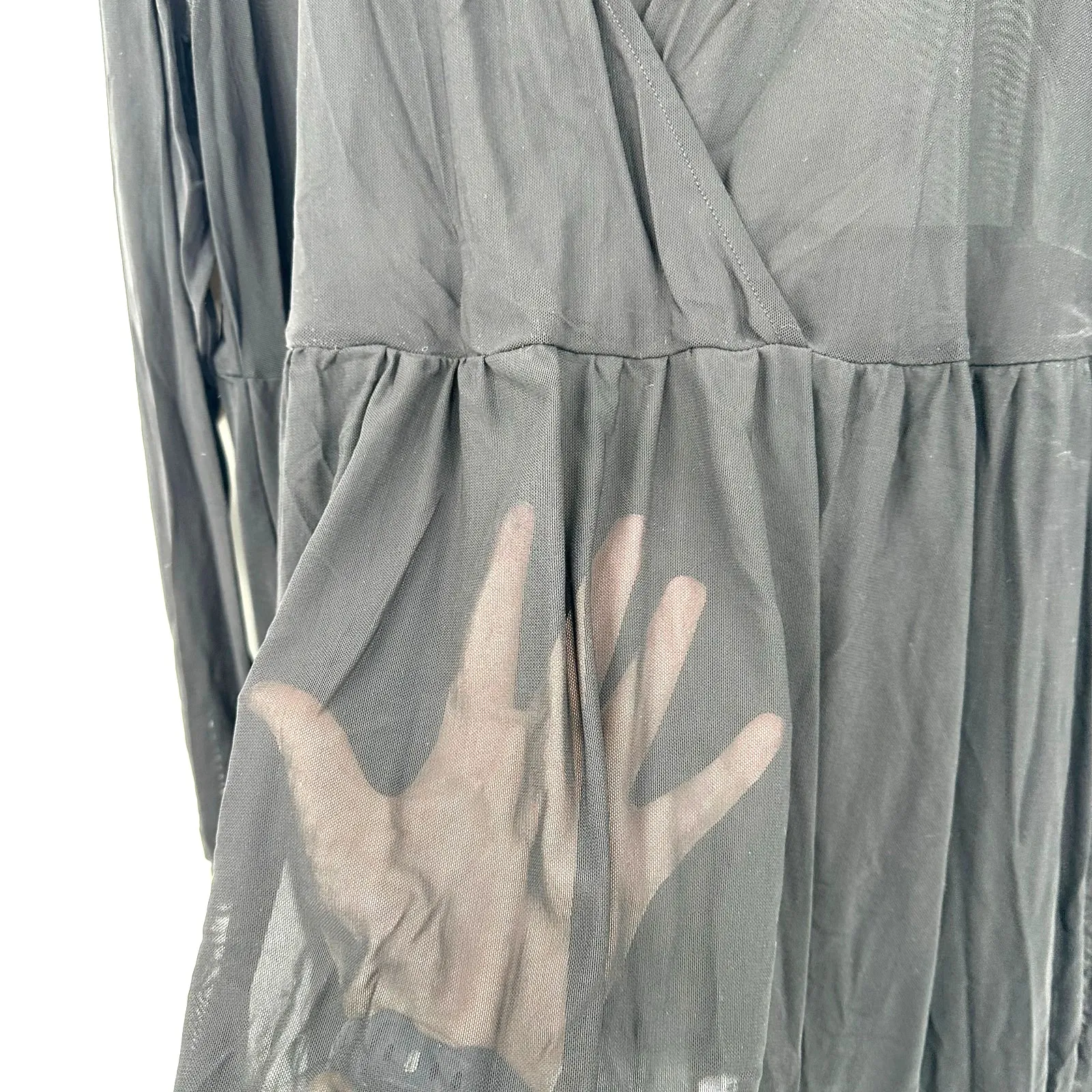 Torrid Size 3 3XL Sheer Long Sleeve V Neck Mini Dress Layer Black - Image 3