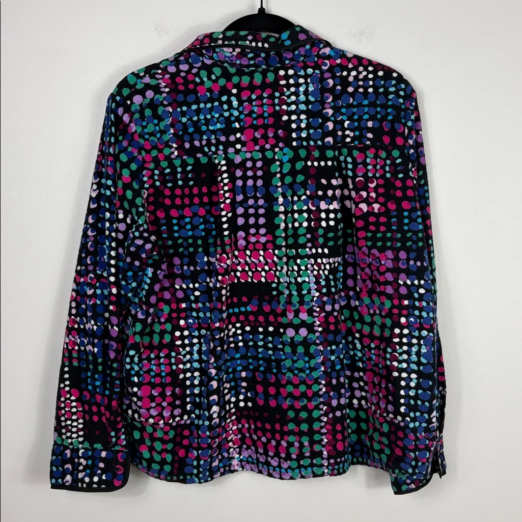 Kate Spade Long Sleeve Flannel Pajama Top Women’s Size XL Polka Dot Black Pink - Image 5