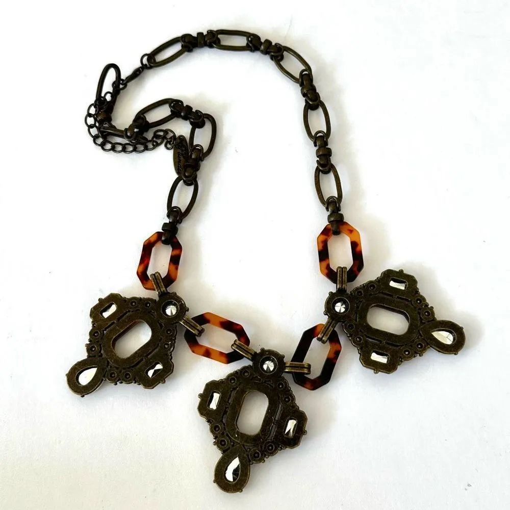 Plunder vintage tortoise rhinestone statement necklace - Image 11