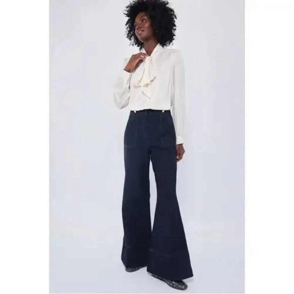 Tuckernuck x India Hicks Wide Leg Jeans Size 6 NWT High Rise Dark Wash $198 - Image 3