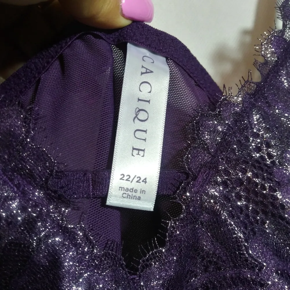 Cacique Elegant Purple Lace Babydoll Chemise Negligee Size 22/24 - Image 4