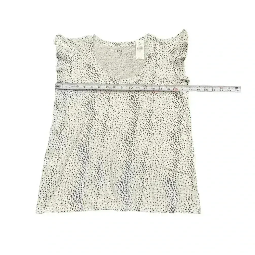 Loft Women’s Star Flutter‎ Sleeve Scoop Neck Tee Size Small Navy & White - Image 7