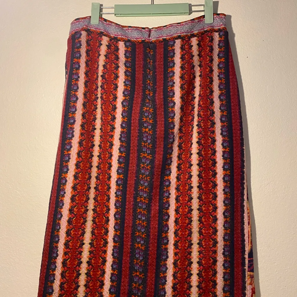 MAEVE Anthropologie Pencil Skirt MARALA Knit Floral Stripe Boho Stretch Large - Image 3