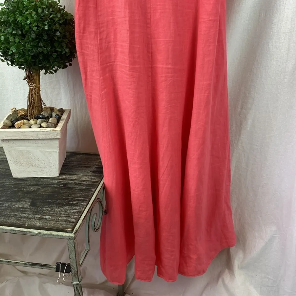 Eileen Fisher 100% Linen Sleeveless Cinchable Handkerchief Lined Midi Dress PM - Image 6