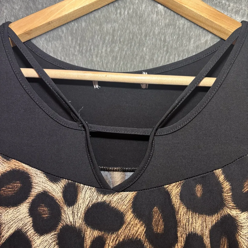 Leopard Print Cold Shoulder Top V - Image 3