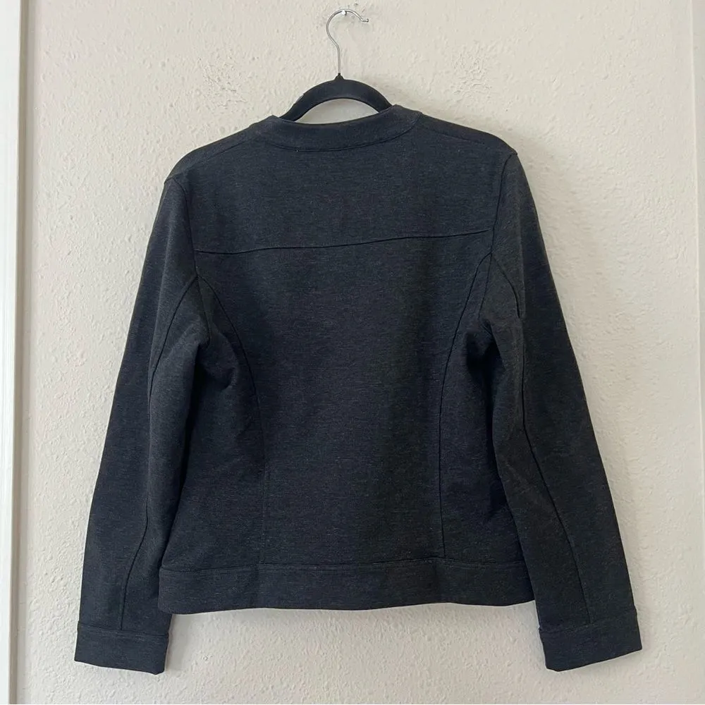 Garnet Hill Luxe Knit Eclipse Moto Jacket Charcoal Size Medium - Image 6