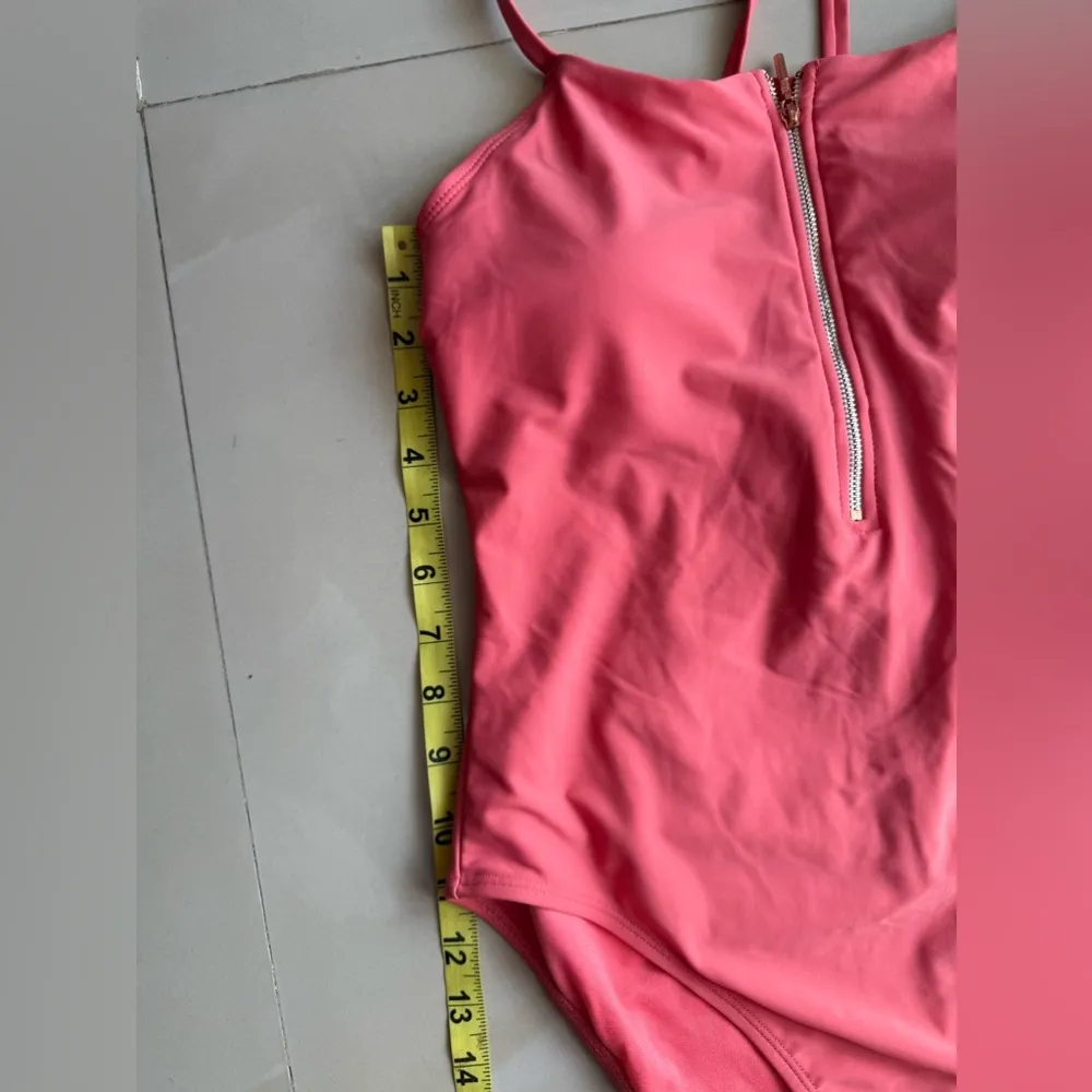 Juicy Couture Orange One Piece Swimsuit - Size L Tie Zipper Comfy Beach Summer - Image 13