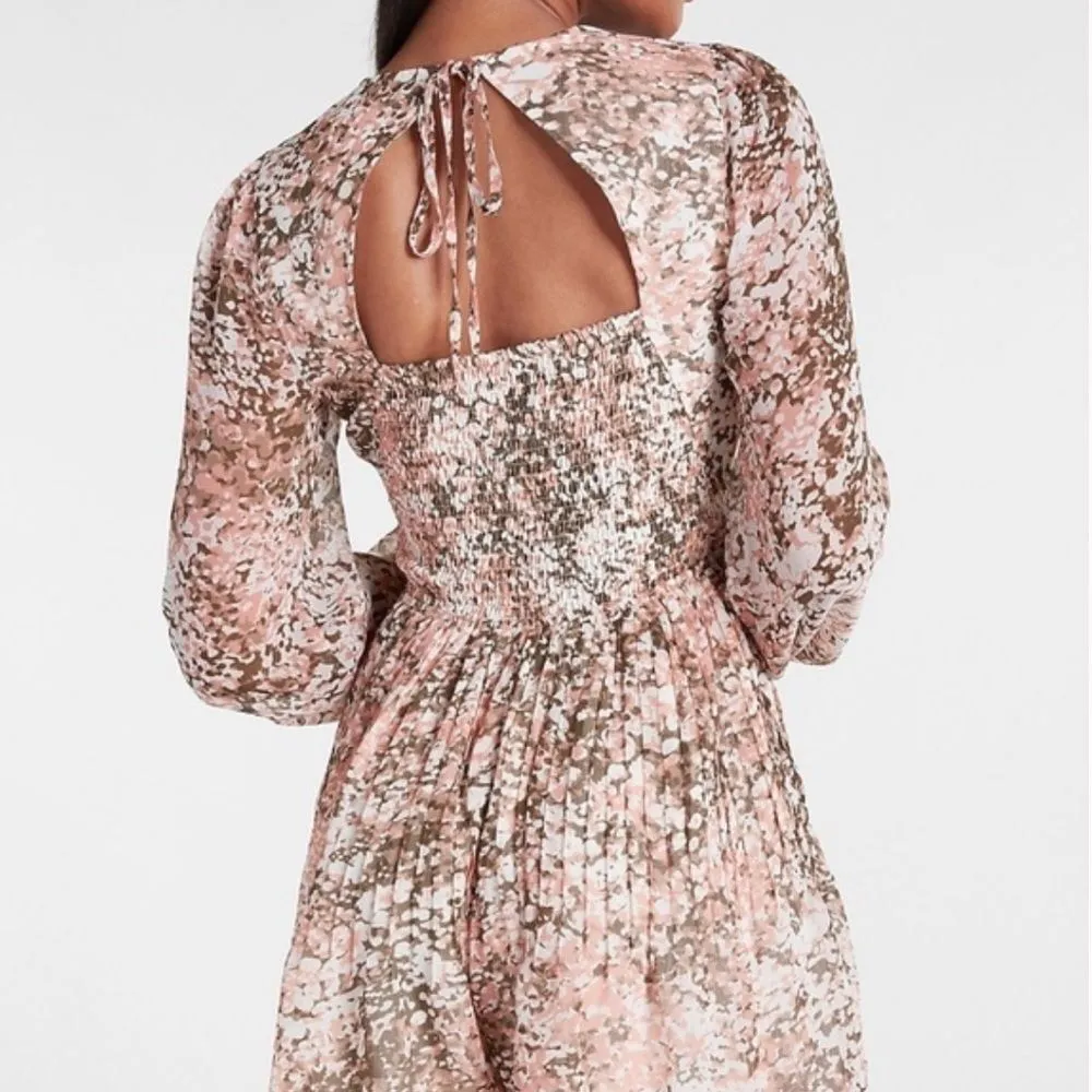 EXPRESS  Abstract print pleated button front romper size XL - Image 2