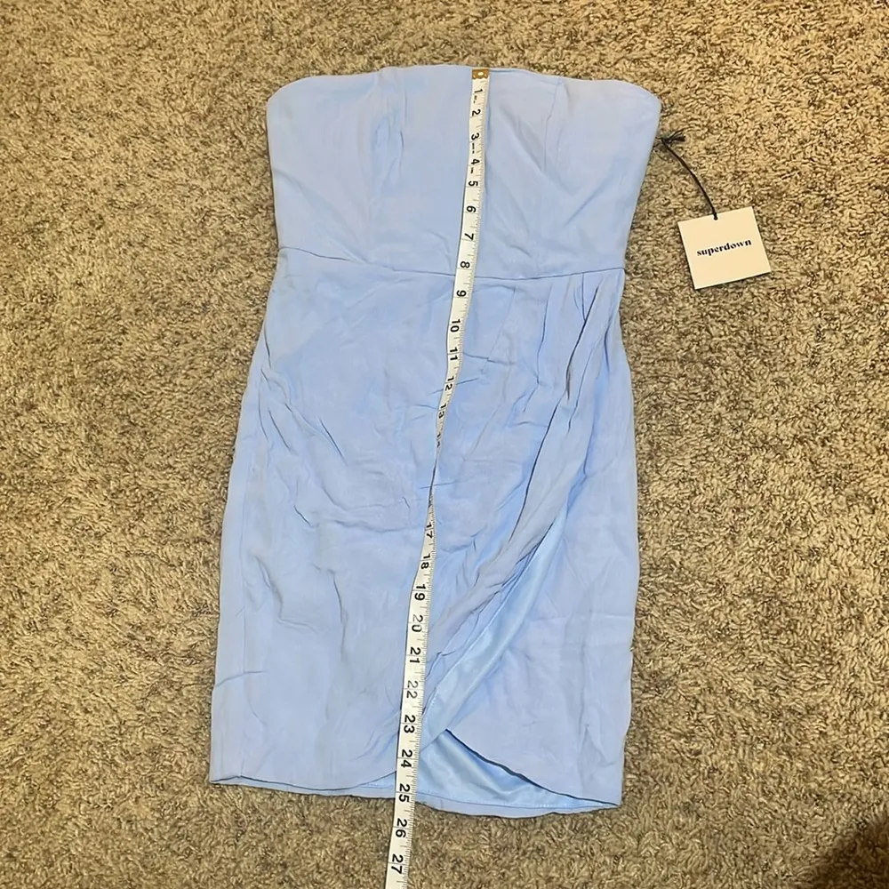 NWT Superdown Rosalyn Light Blue Strapless Tulip Hem Mini Dress Size Small - Image 11