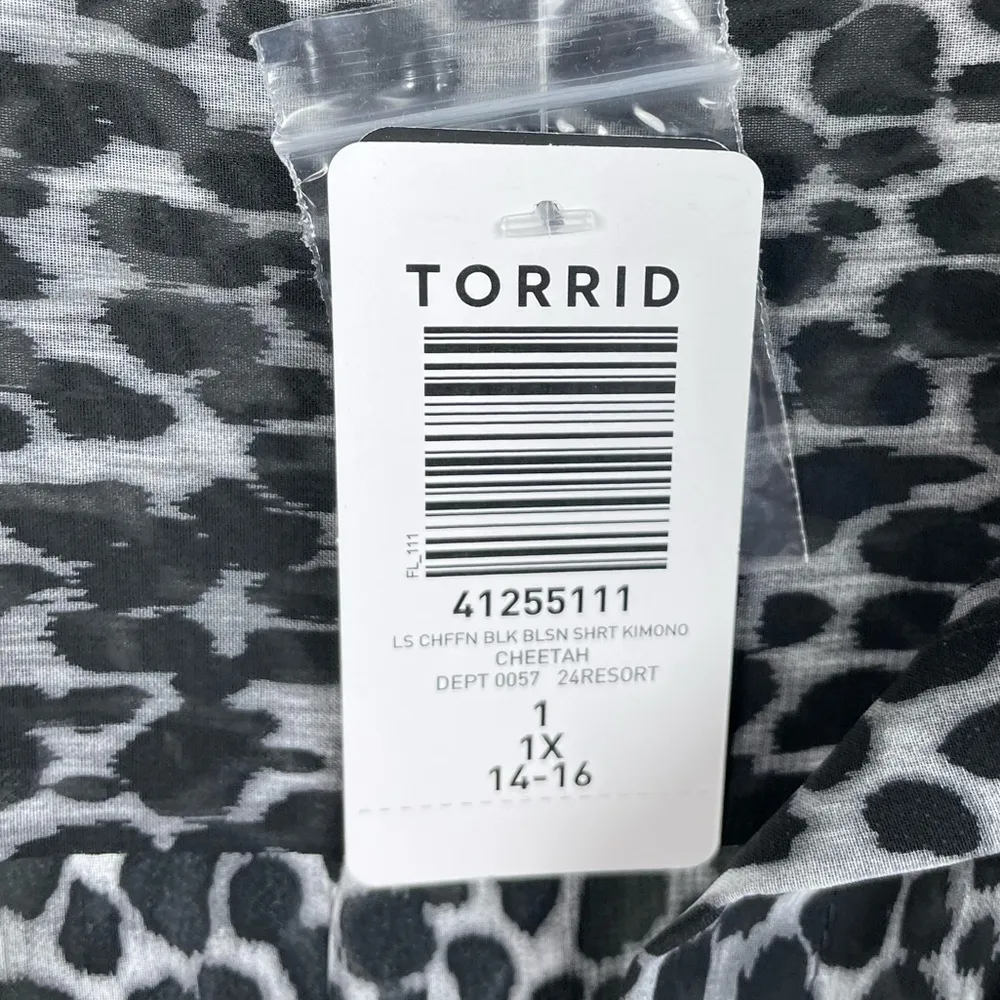 NEW Torrid Chiffon Kimono Shirt Cheetah Animal Print Women's Size 1X Button Down - Image 8