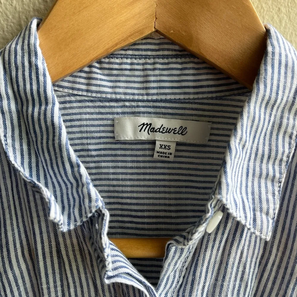 Madewell Hilltop Embroidered Striped Button Down top - Image 9