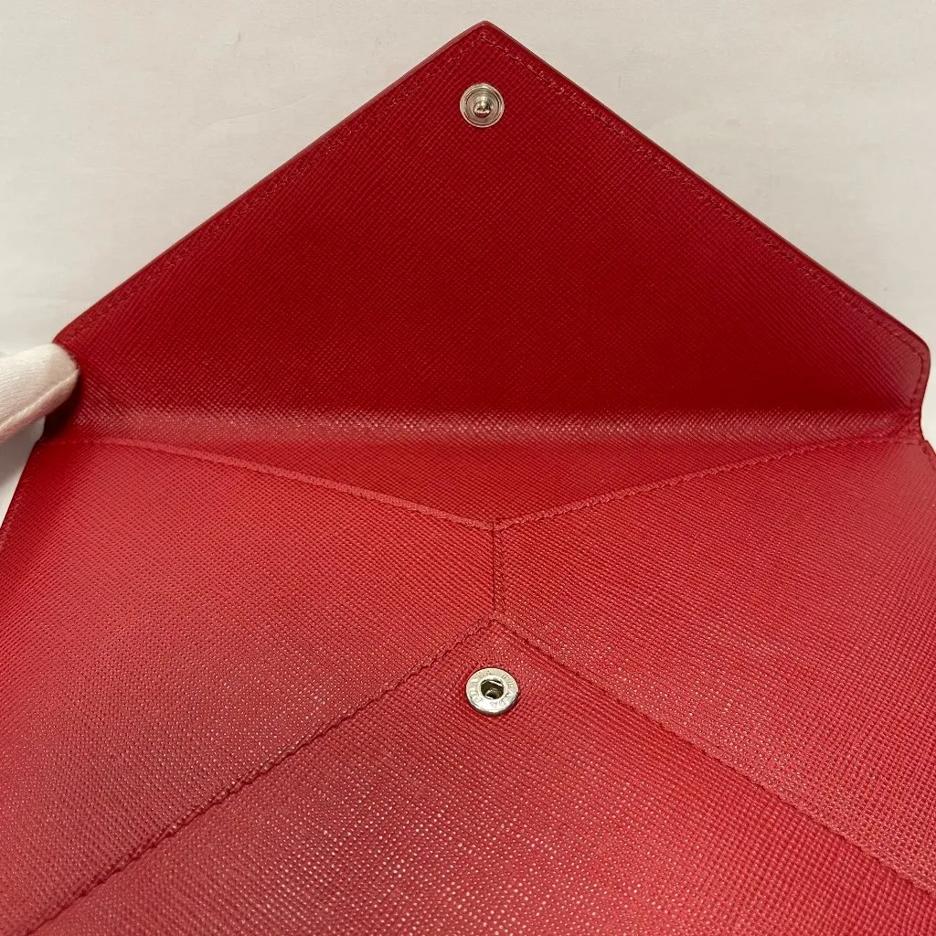 Prada Red Saffiano Slim Leather Envelope Clutch Wallet - Preowned - Image 8