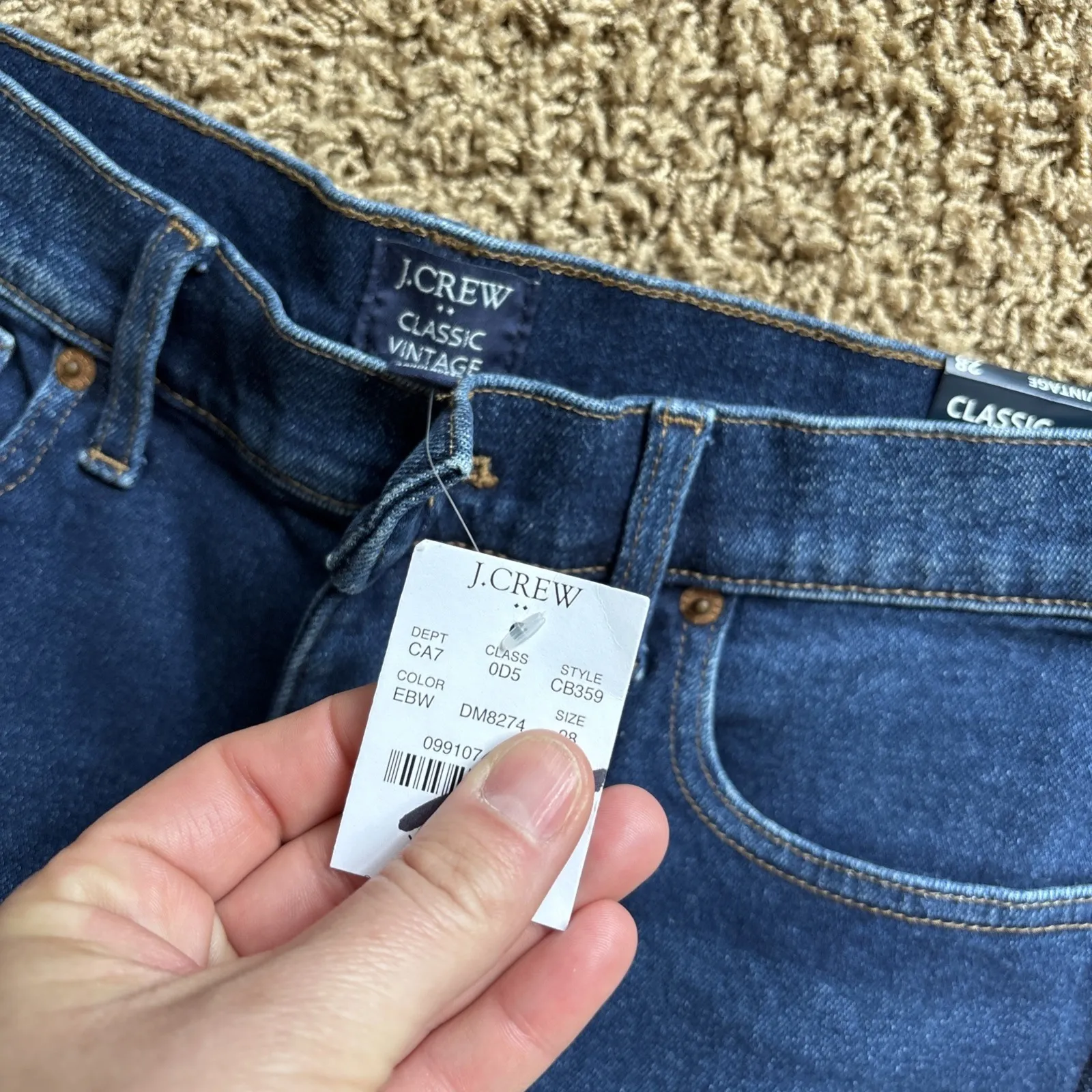 NWT J Crew Jeans Womens 28‎ Blue Classic Vintage Straight Leg Raw Hem CB359 - Image 3