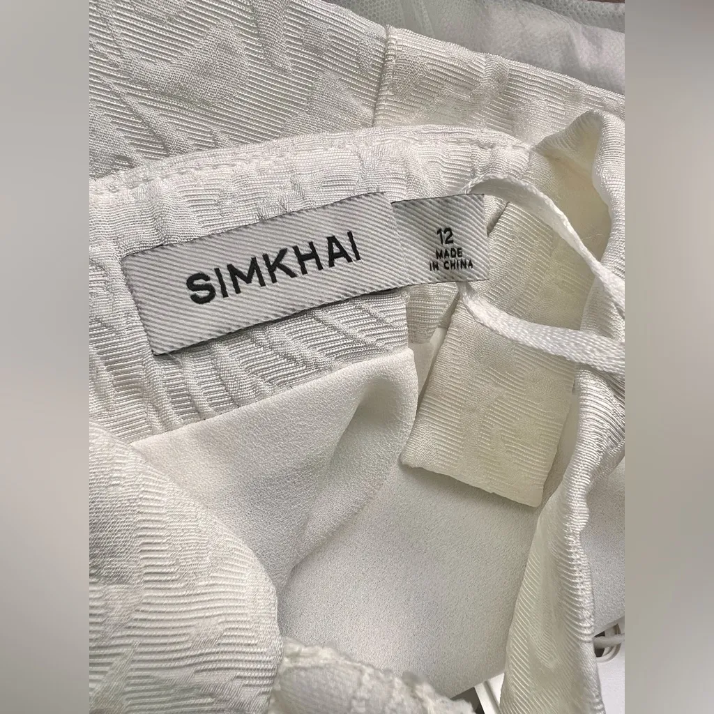 NWT Simkhai Callan Ivory Bustier Jacquard Lace Dress Removable Tulle Hem Sz 12 White - Image 10