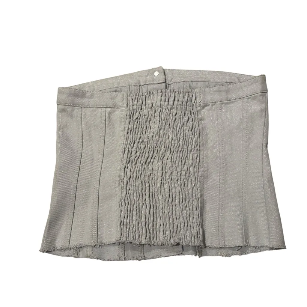 NWT ZARA Denim Crop Top Corset Bustier Subtle Sheen Sparkle Shimmer Silver, Sz S - Image 7