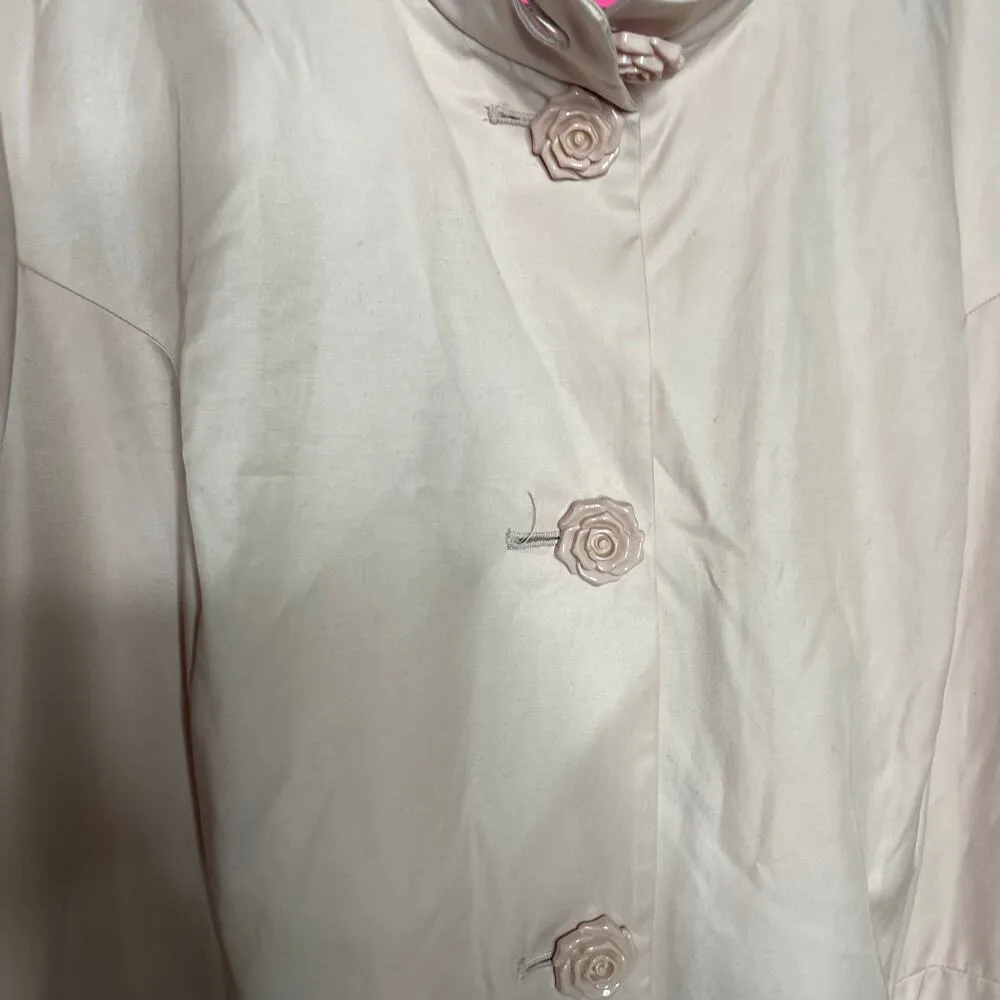 Betsy Johnson blush pink rose button trench coat sz 3X - Image 8
