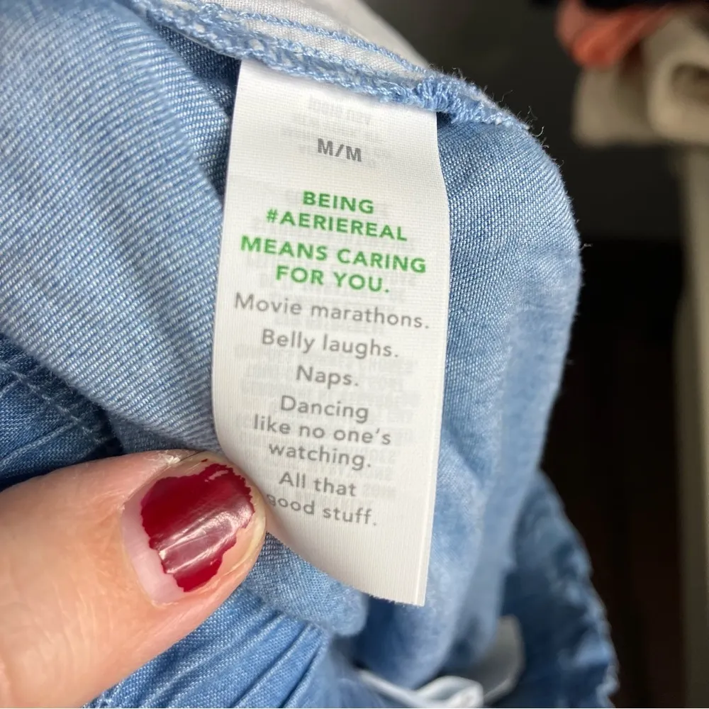 Aerie chambray high rise ruffle‎ shorts size medium new with tags! - Image 6