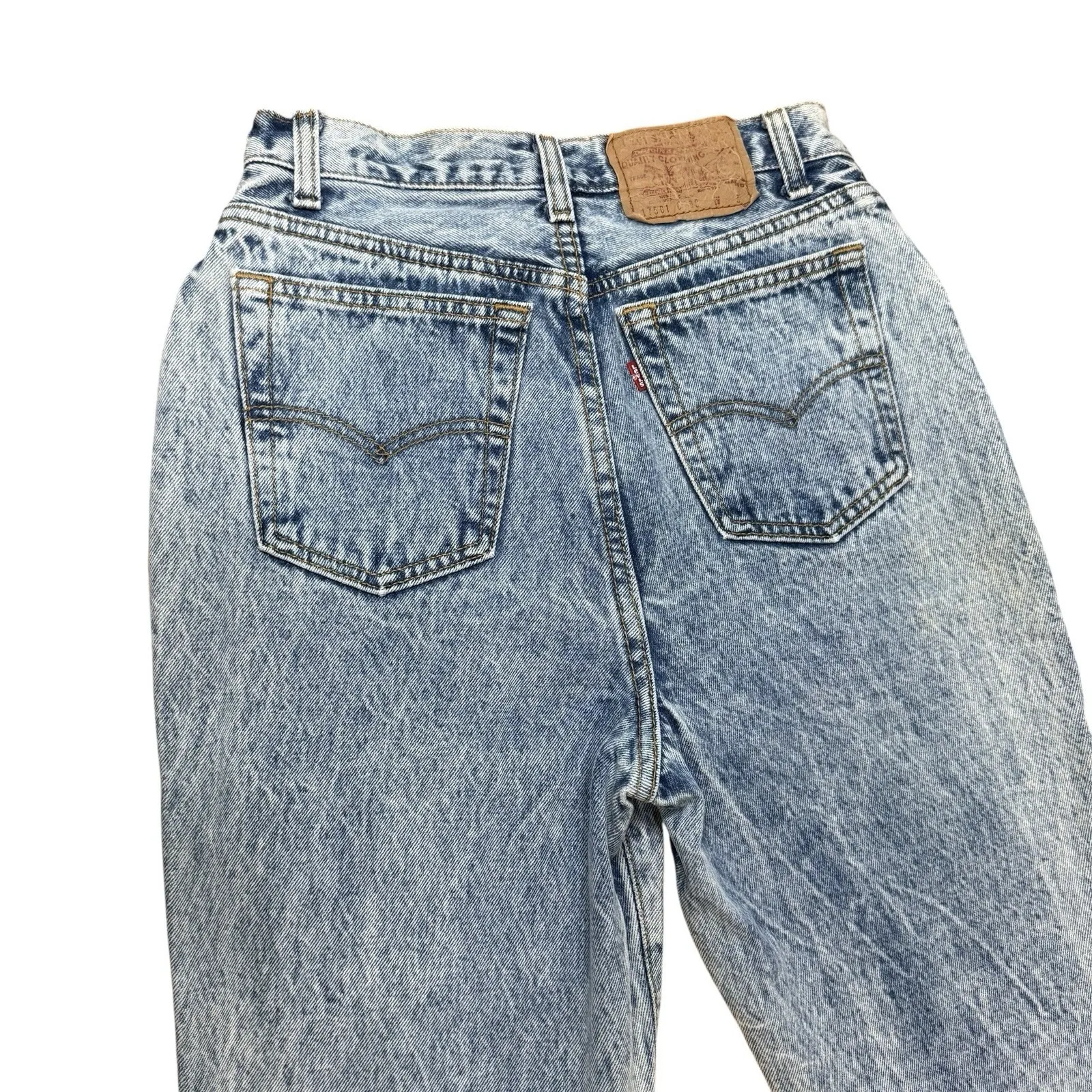 VTG Levis 701 USA MADE Acid Wash Straight Button‎ Fly Jeans Womens Sz 9 - Image 6