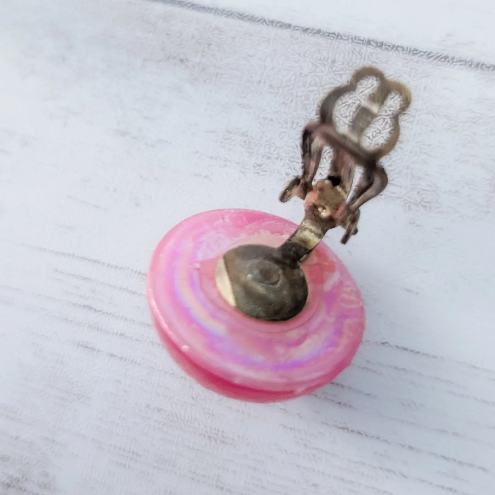 Vintage Clip On Earrings Domed Pink - Image 12